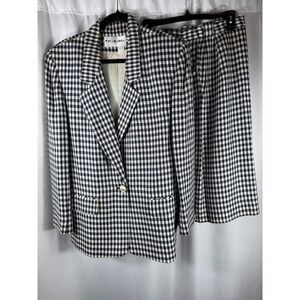 JH Collectibles Vintage Gingham Blazer Skirt Suit Set Business Career Size 12‎